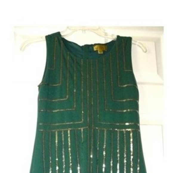 Girl Size Large 10-12 - Green & Silver Dress by Nicole Miller - Picture 1 of 2